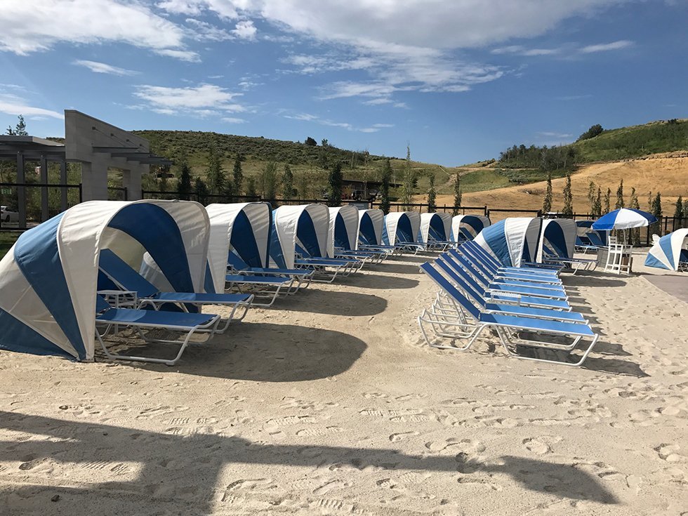 new cabanas at promontory's beach house