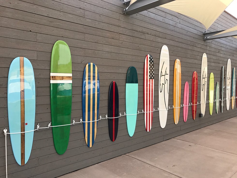 surfboards at beach house entrance
